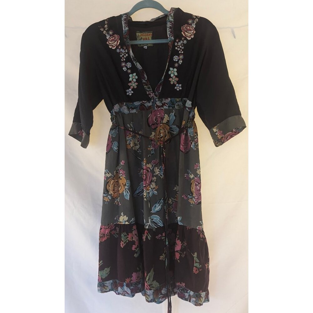 Johnny Was summer 100% Silk Kimono dress with slip - M